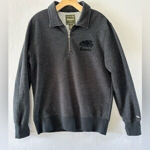Roots Black Pepper Original 1/4 Zip Polo Fleece Pullover Men's Small
